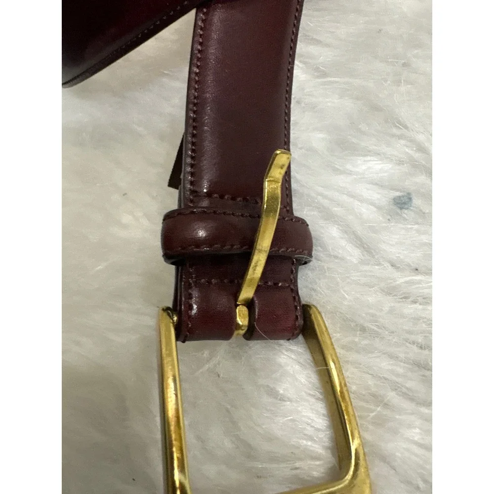 Trafalgar Cortina Burgundy Hand Polished Leather Belt Brass Buckle 36